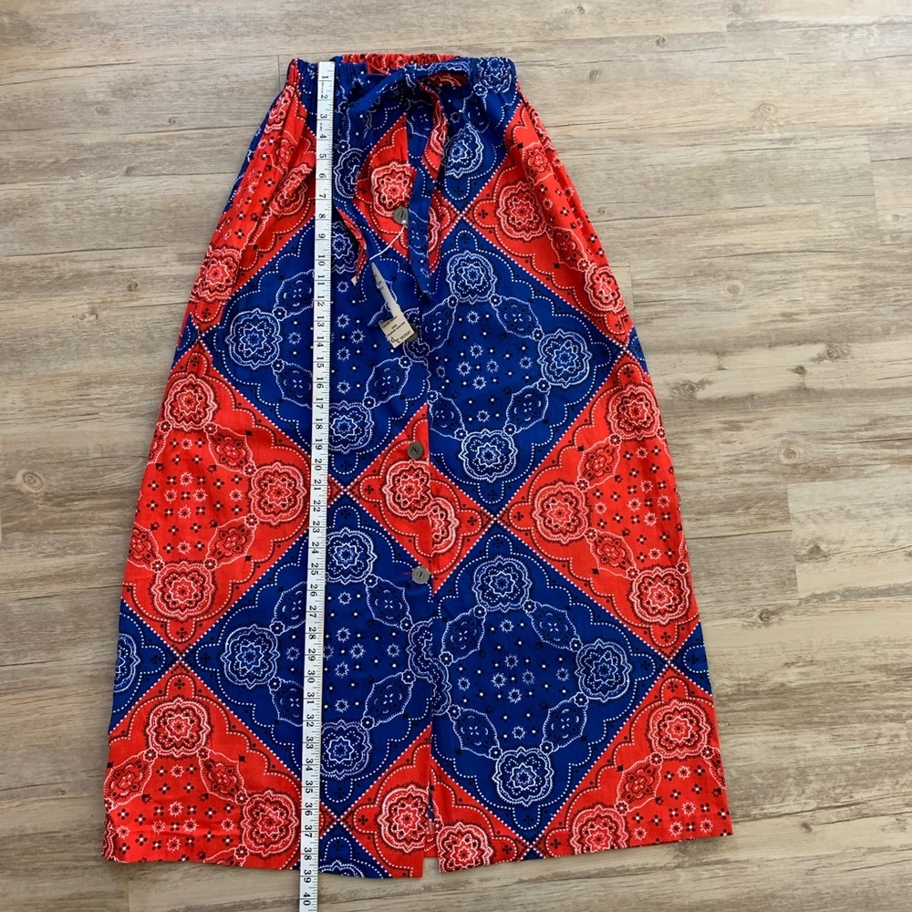 Vintage Skirt 60s 70s Bandana Skirt Hippie Boho red blue Retro  NWT M/L